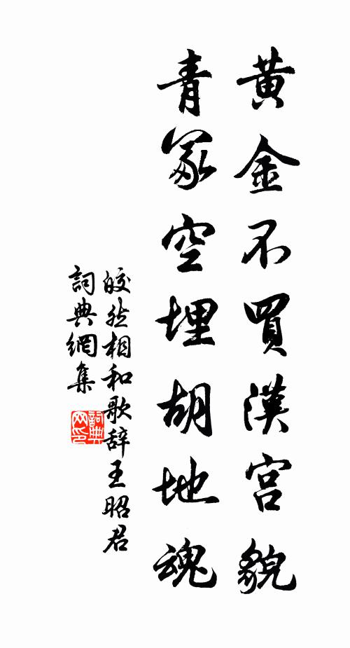 皎然黄金不买汉宫貌，青冢空埋胡地魂书法作品欣赏