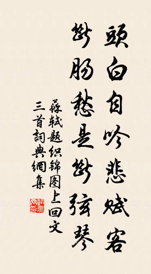 苏轼头白自吟悲赋客，断肠愁是断弦琴书法作品欣赏