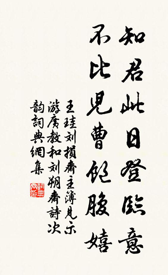 王珪知君此日登临意，不比儿曹饱腹嬉书法作品欣赏