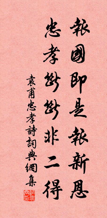 袁甫报国即是报新恩，忠孝断断非二得书法作品欣赏