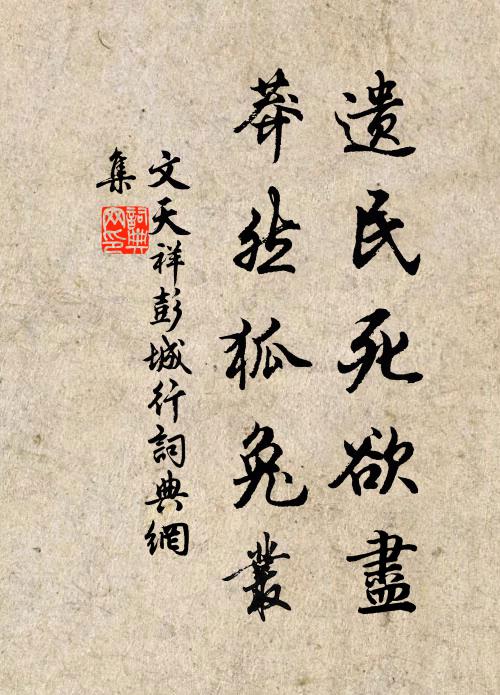 文天祥遗民死欲尽，莽然狐兔丛书法作品欣赏