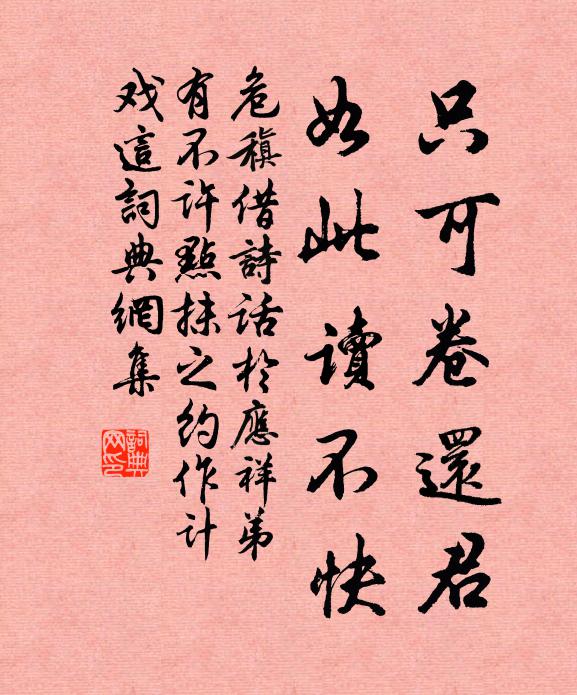 危稹只可卷还君，如此读不快书法作品欣赏