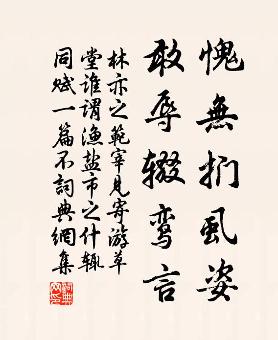 林亦之愧无扪虱姿，敢辱辍鸾言书法作品欣赏