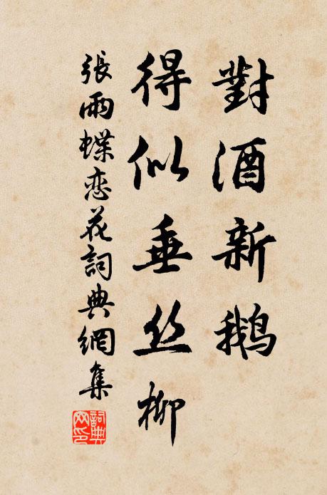 张雨对酒新鹅，得似垂丝柳书法作品欣赏