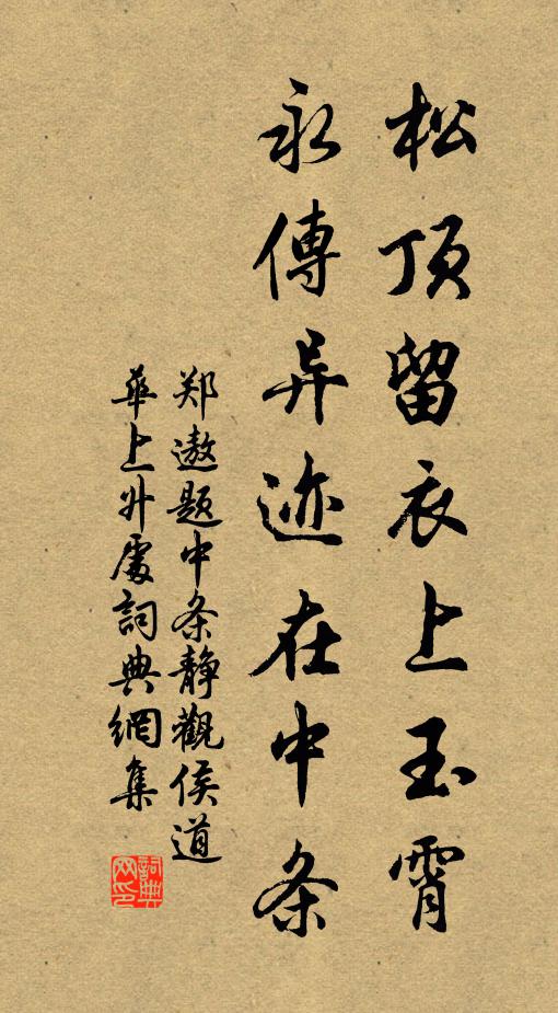 郑遨松顶留衣上玉霄，永传异迹在中条书法作品欣赏