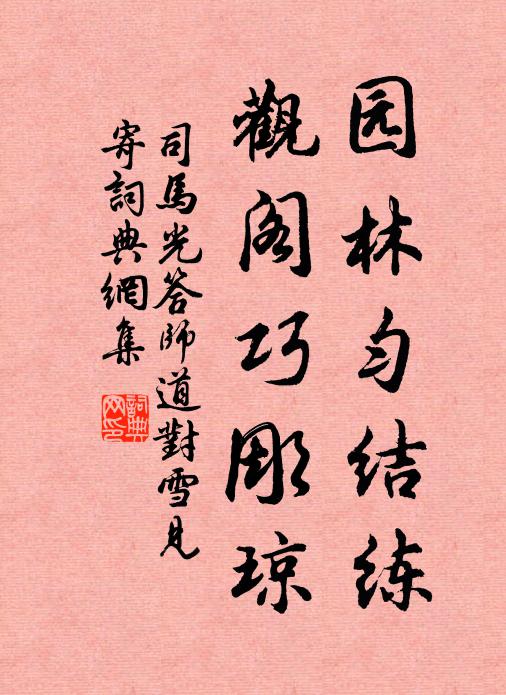 司马光园林匀结练，观阁巧彫琼书法作品欣赏