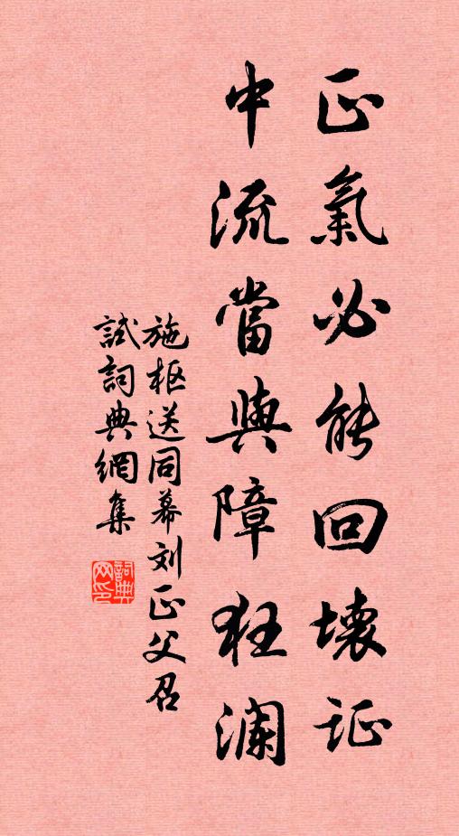 施枢正气必能回坏证，中流当与障狂澜书法作品欣赏