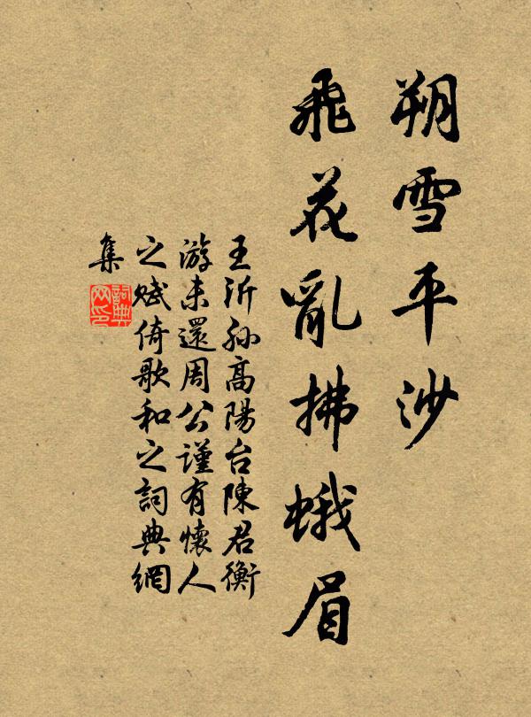 王沂孙朔雪平沙，飞花乱拂蛾眉书法作品欣赏