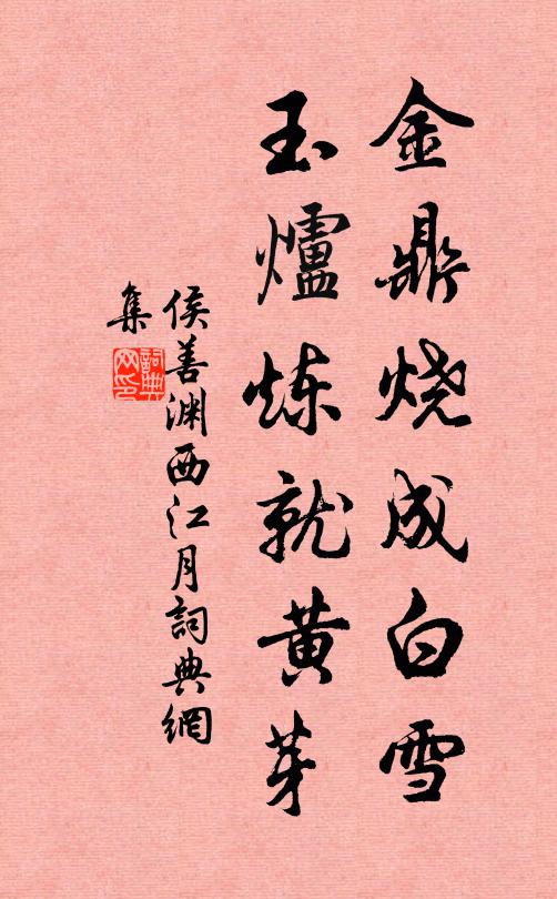 侯善渊金鼎烧成白雪，玉炉炼就黄芽书法作品欣赏