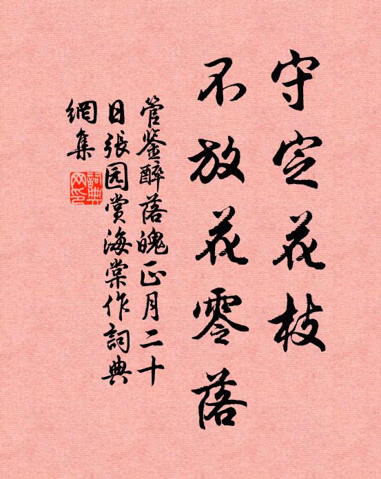 管鉴守定花枝，不放花零落书法作品欣赏