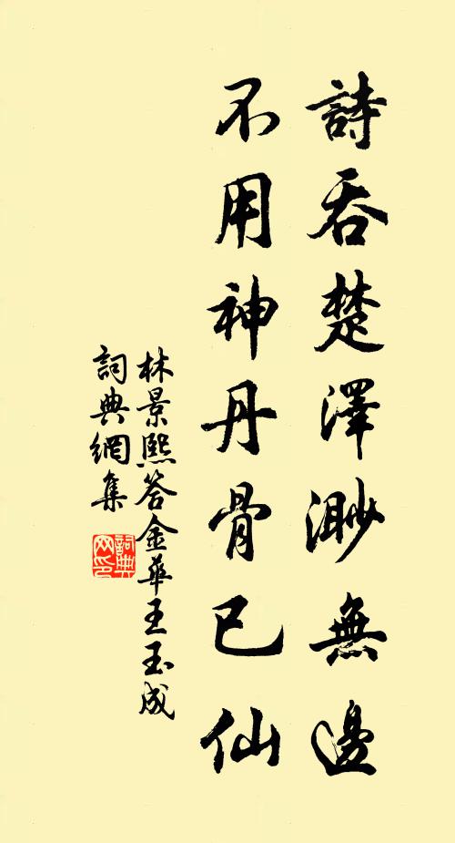 林景熙诗吞楚泽渺无边，不用神丹骨已仙书法作品欣赏