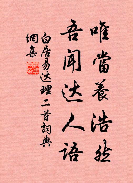 白居易唯当养浩然，吾闻达人语书法作品欣赏