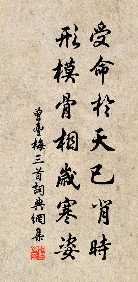 曾丰受命于天已背时，形模骨相岁寒姿书法作品欣赏