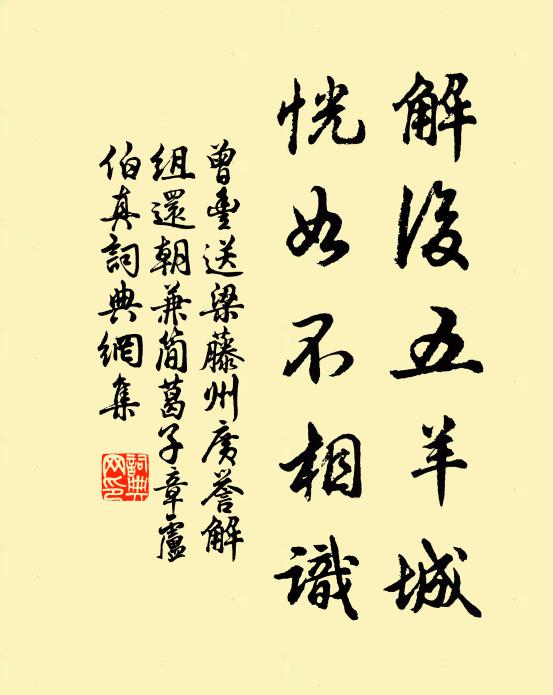 曾丰解后五羊城，恍如不相识书法作品欣赏