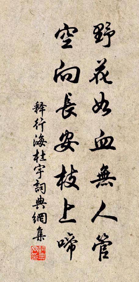 释行海野花如血无人管，空向长安枝上啼书法作品欣赏