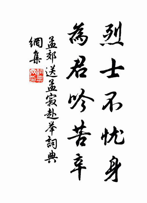 孟郊烈士不忧身，为君吟苦辛书法作品欣赏