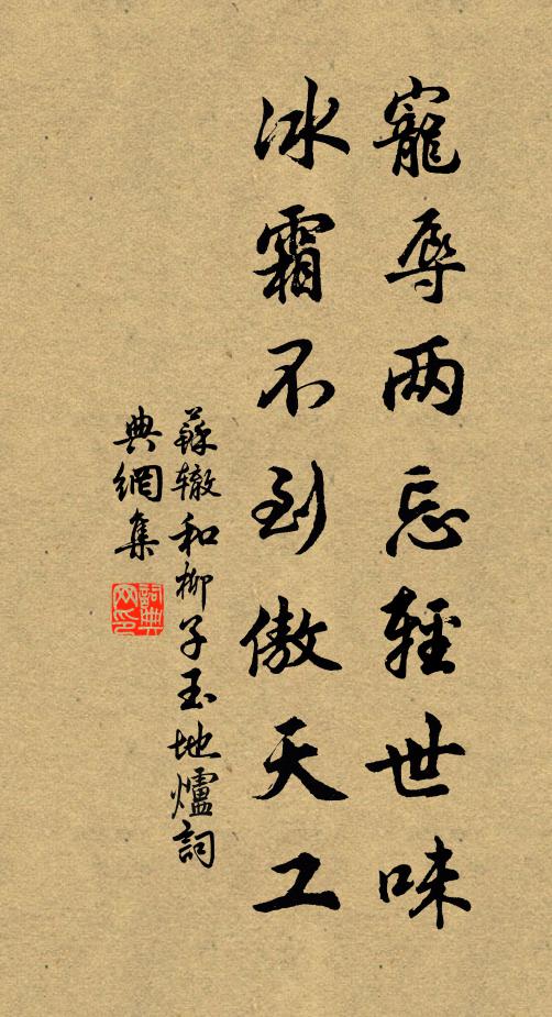 苏辙宠辱两忘轻世味，冰霜不到傲天工书法作品欣赏