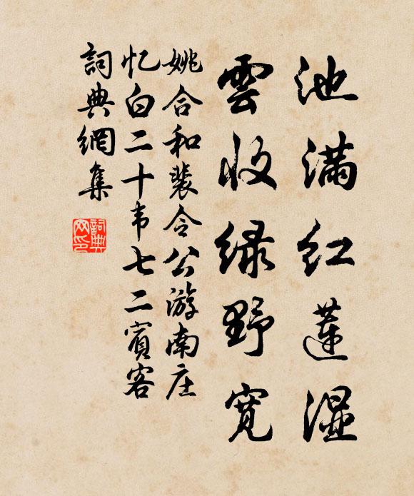 姚合池满红莲湿，云收绿野宽书法作品欣赏