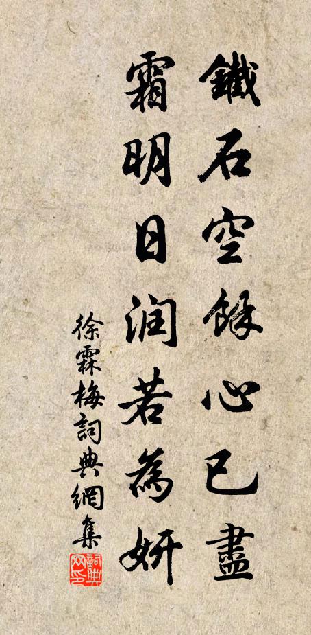 徐霖铁石空余心已尽，霜明日润若为妍书法作品欣赏