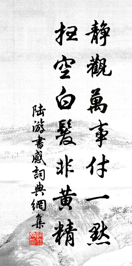 陆游静观万事付一默，扫空白发非黄精书法作品欣赏
