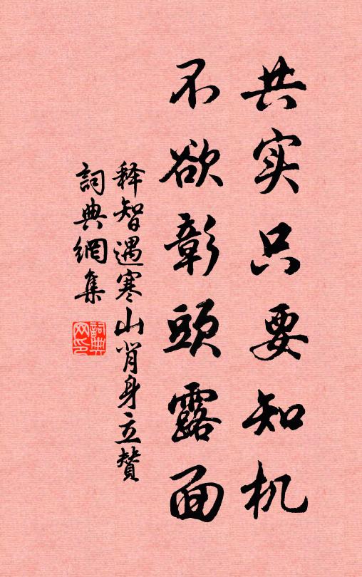 释智遇共实只要知机，不欲彰头露面书法作品欣赏