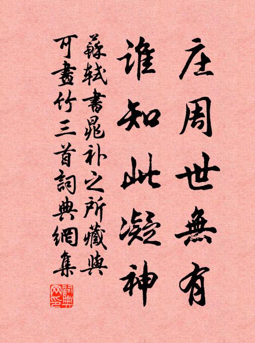 苏轼庄周世无有，谁知此凝神书法作品欣赏