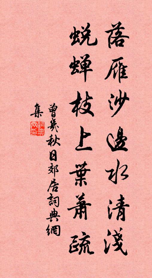 曾几落雁沙边水清浅，蜕蝉枝上叶萧疏书法作品欣赏