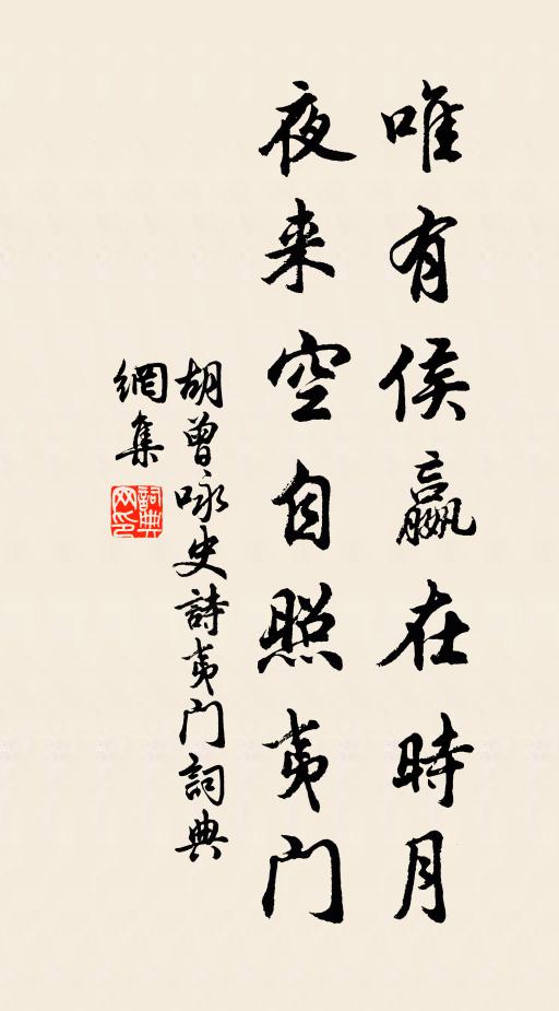 胡曾唯有侯嬴在时月，夜来空自照夷门书法作品欣赏