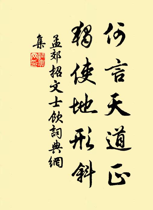 孟郊何言天道正，独使地形斜书法作品欣赏
