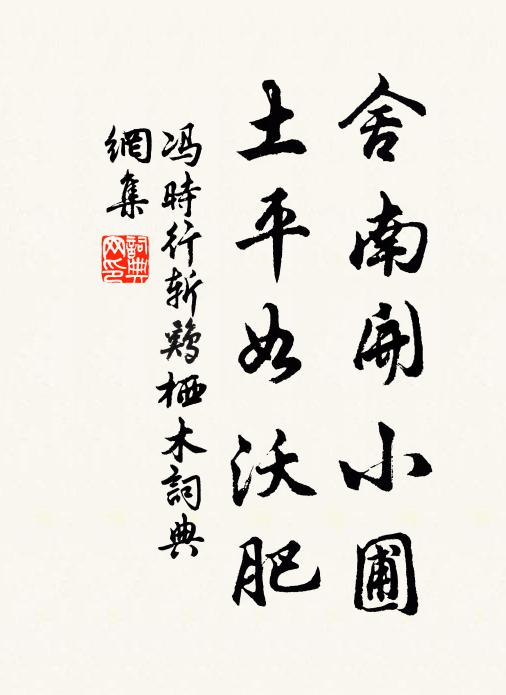 冯时行舍南开小圃，土平如沃肥书法作品欣赏