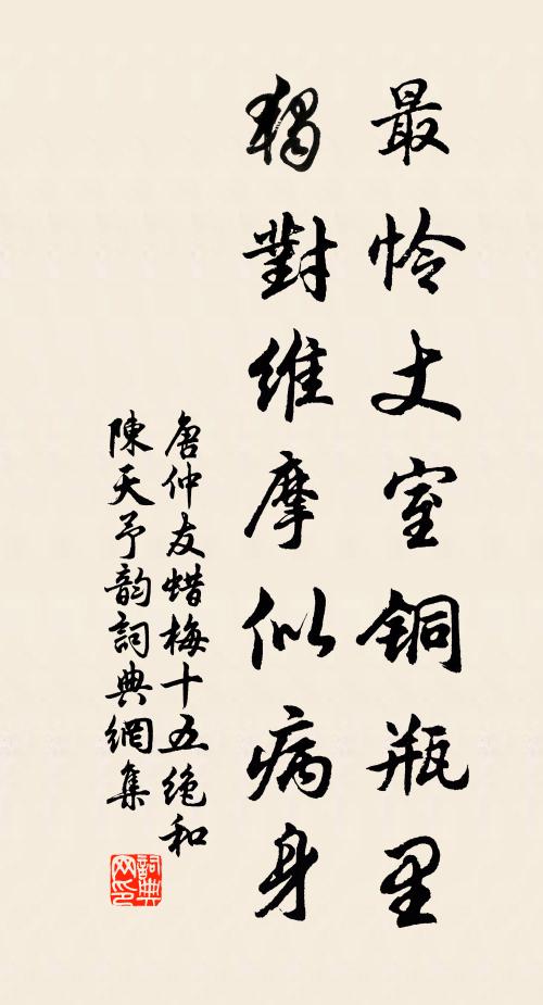 唐仲友最怜丈室铜瓶里，独对维摩似病身书法作品欣赏