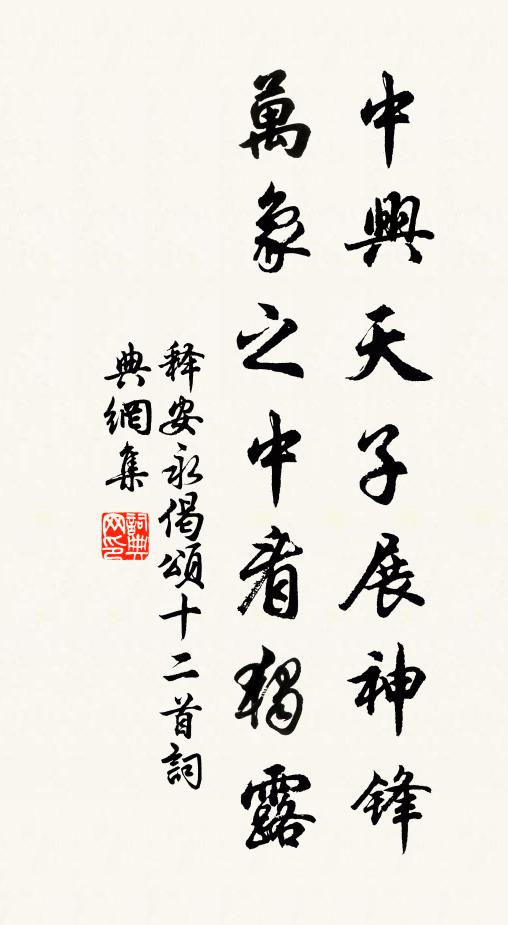 释安永中兴天子展神锋，万象之中看独露书法作品欣赏