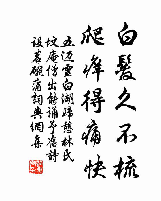 五迈白发久不梳，爬痒得痛快书法作品欣赏