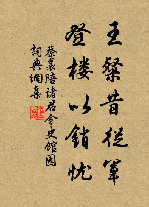 蔡襄王粲昔从军，登楼以销忧书法作品欣赏