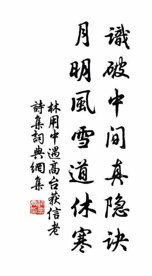 林用中识破中间真隐诀，月明风雪道休寒书法作品欣赏
