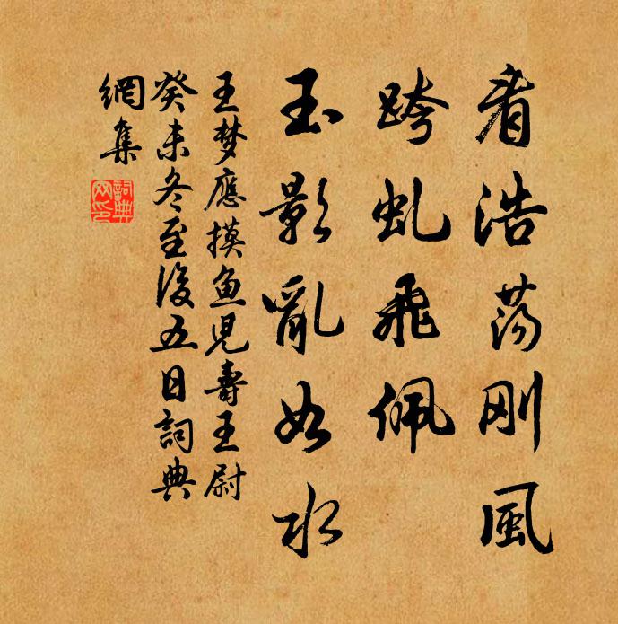 王梦应看浩荡刚风，跨虬飞佩，玉影乱如水书法作品欣赏
