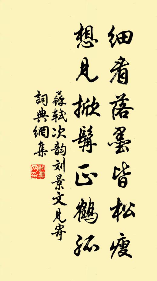 苏轼细看落墨皆松瘦，想见掀髯正鹤孤书法作品欣赏