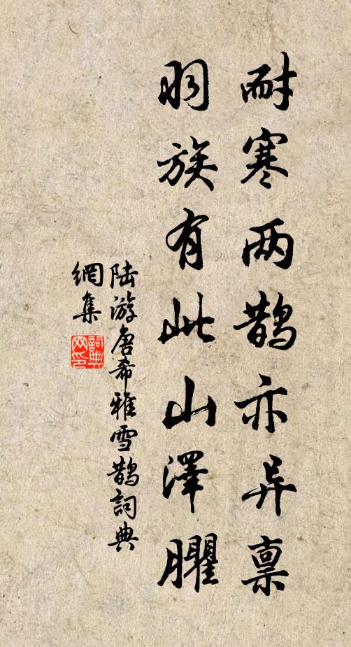 陆游耐寒两鹊亦异禀，羽族有此山泽臞书法作品欣赏