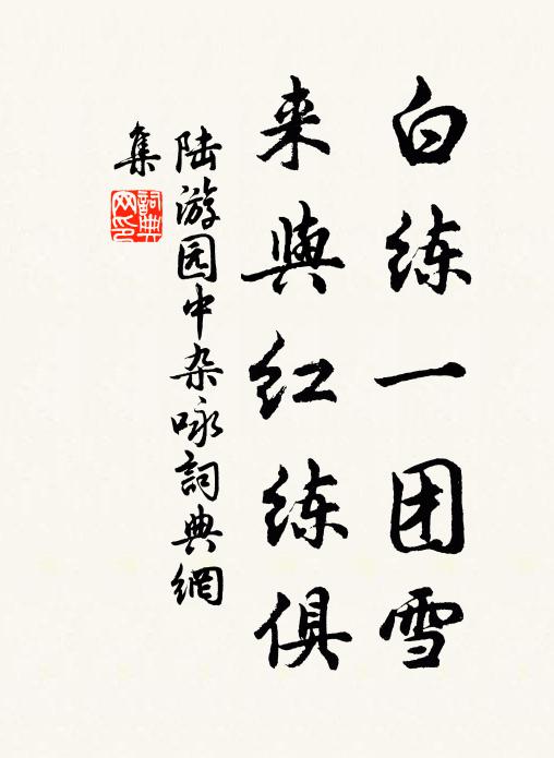 陆游白练一团雪，来与红练俱书法作品欣赏