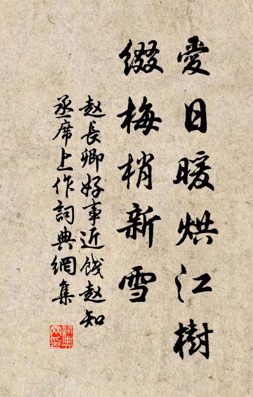 赵长卿爱日暖烘江树，缀梅梢新雪书法作品欣赏