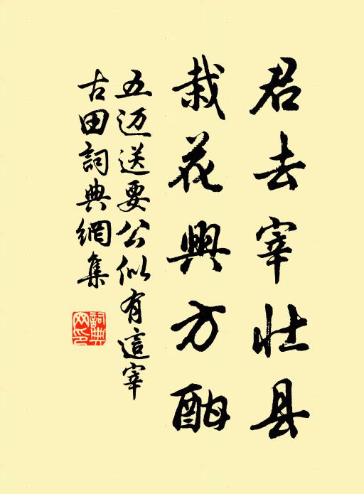 五迈君去宰壮县，栽花兴方酣书法作品欣赏