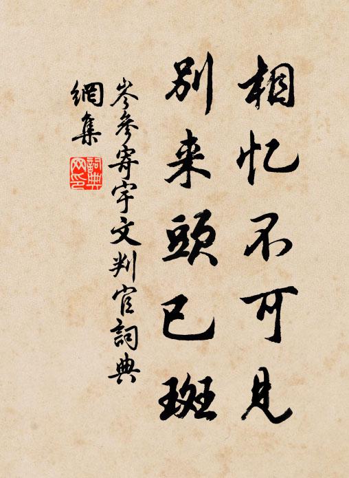 岑参相忆不可见，别来头已斑书法作品欣赏