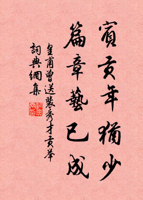 皇甫曾宾贡年犹少，篇章艺已成书法作品欣赏