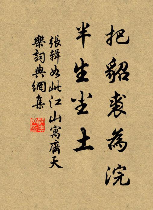 张辑把貂裘为浣，半生尘土书法作品欣赏