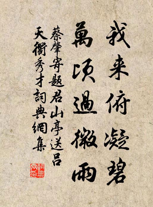 蔡肇我来俯凝碧，万顷过微雨书法作品欣赏