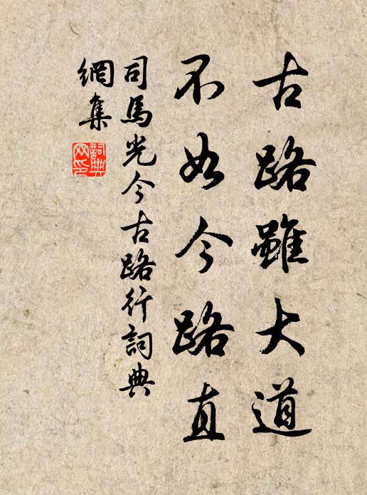 司马光古路虽大道，不如今路直书法作品欣赏