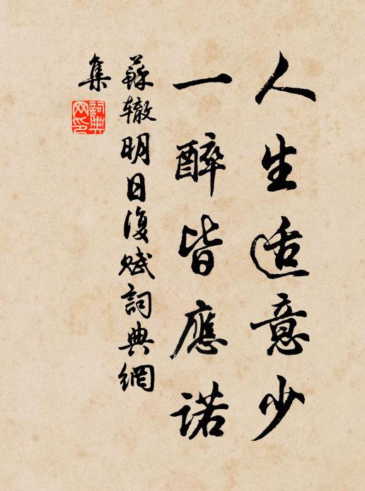 苏辙人生适意少，一醉皆应诺书法作品欣赏