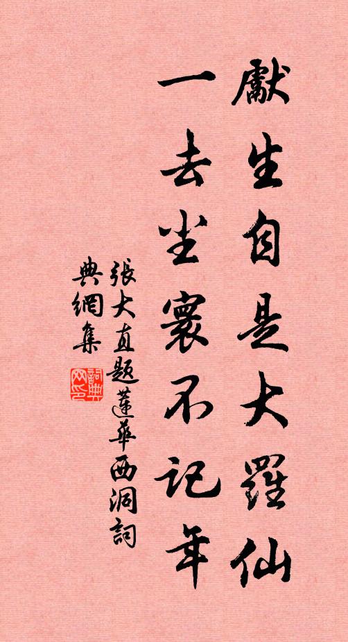 张大直先生自是大罗仙，一去尘寰不记年书法作品欣赏
