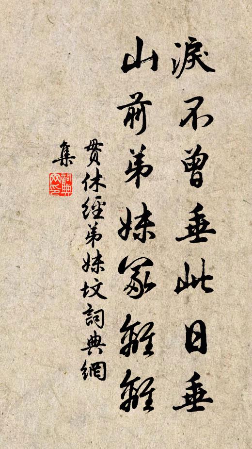 贯休泪不曾垂此日垂，山前弟妹冢离离书法作品欣赏
