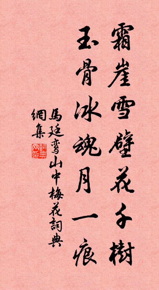 马廷鸾霜崖雪壁花千树，玉骨冰魂月一痕书法作品欣赏